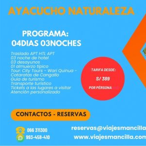 AYACUCHO NATURALEZA - 04 DIAS Y 03 NOCHES